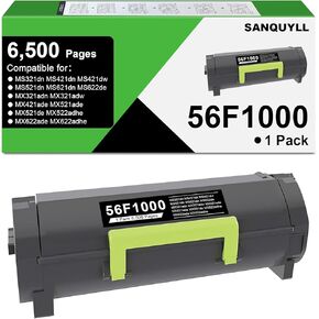 56F1000 High Yield Toner Cartridge Compatible for Lexmark 56F1000 Toner Cartridge for MS321,MX321,MX421,MX521,MX522,MX622 MS421,MS521,MS621,MS622,Laser Printer [6,000 Pages]