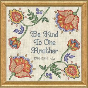 Tobin 2905 14 Count Be Kind Counted Cross Stitch Kit, 10" by 10", Multicolor
