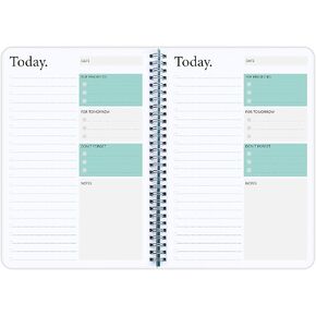 Day Planner Notebook - Undated Planner To Do List Notebook, Today Planner with Checklist, Daily To Do Planner to Increase Productivity, 5.7 x 8.0 inches - Flexible Cover, Strong Twin-Wire Binding