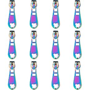 Framendino, 12 Pack Zipper Pulls #5 Rainbow Heart Long Metal Replacement Sliders Zippers Pull for Tailor Sewing Crafts Luggage Purses Bags Bulk Colorful