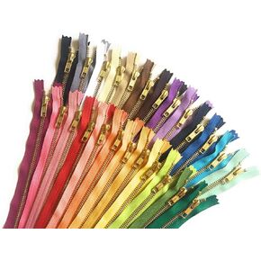 Gold Metal Zippers in 25 Mixed Colors YKK No. 5 Zippers for Bags Sewing Crafts