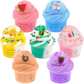 Cloud Slime Kit 7 Pack, with Peach Rainbow Lemon Slime Charms, DIY Slime Supplies for Girls and Boys, Stress Relief Toy for Kids Education, Party Favor, Gift and Birthday 1