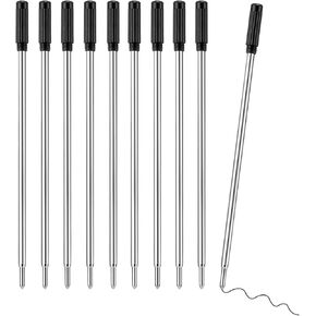 Black Ink Refill, Replaceable Ballpoint Pen Refills Compatible with Cross Ballpoint Pen, Medium Point Metal Refill 10 Pack