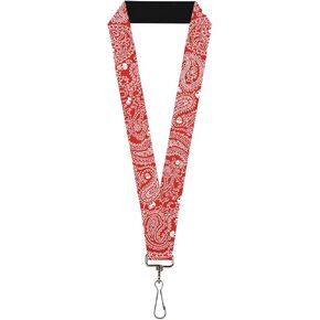Buckle-Down Lanyard-1.0"-Bandana/Skulls Red/White