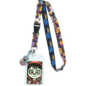 Disney Coco Good Vibes Only Lanyard with Clear ID Holder and 2.5" Rubber Guitar Charm