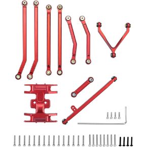 Skid Plate Steering Rod Tie Links and High Clearance Chassis Links Set for 1/24 RC SCX24 Upgrade Parts Axial AXI90081 Deadbolt AXI00004 B17(Red)