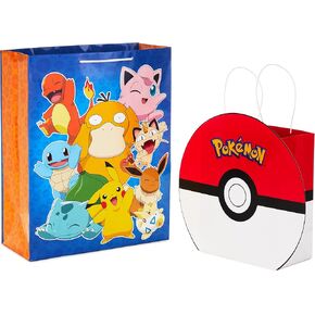Hallmark Pokémon Gift Bag Bundle (9" Medium PokéBall and 15" Extra Large Pikachu) for Kids, Birthdays, Christmas, Valentine's Day, Halloween