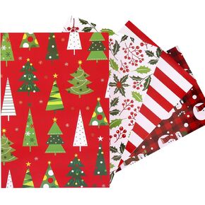 Moretoes 12pcs Christmas Gift Boxes with Lids for Presents, Large Christmas Shirt Boxes, Xmas Tree, Stripes, Snowmen, Holly Gift Boxes for Wrapping Gifts (14.25'' x 9.5'' x 2'')