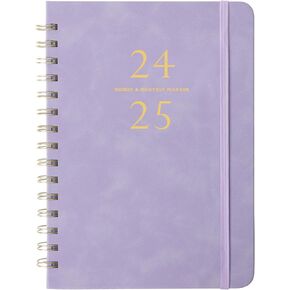 2024-2025 Planner, Weekly & Monthly, 6.4"x8.5", Purple, Faux Leather Cover, Premium Thick Pages, Coated Tabs, Pocket Folder, Academic Planner