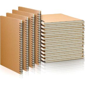 Epakh 22 Packs Spiral Notebook Hard cover Spiral Journal, Wide Ruled Pages, 50 Sheets 100 Pages, Brown (A5)