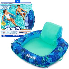 SwimWays Elite Spring Float Sunseat Pool Lounger, Inflatable Pool Floats Adult with Fast Inflation, Pool Lounge Chair for Adults up to 250 lbs