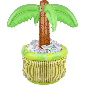 Inflatable Palm Tree Cooler, Palm Tree Blow Up Cooler Beverage Cooler Drink Holder for Pool Hawaiian Party Decorations