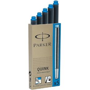 Parker Quink Washable Ink Cartridges, Blue Ink, 2 X 5/Pack