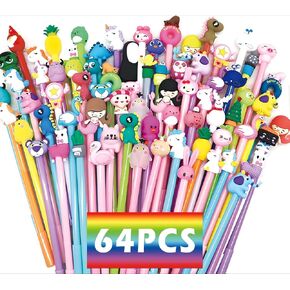 36 Pcs Cute Cartoon Gel Ink Pens, Kawaii Pens for Kids, Bulk Fun Pens, Random Animal Writing Pens for Birthday Present Prize Student Gift Cute School Supplies