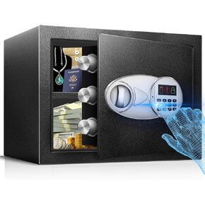 Totoy 1.2 Cu Ft Small Safe Box لمستندات المنزل مع صندوق بطارية الطوارئ - STEEL Security Safe and Lock Box مع لوحة مفاتيح إلكترونية ، صندوق أمان مستشعر LED للنقد ، المجوهرات ، الأشياء الثمينة