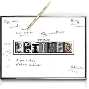 Framed Rose Gold Retirement Decorations Guest Book 12"x16" for Women - Happy Retirement Party Decorations - including Rose Gold Pen & Acrylic Glass - Unique Retired Gift in Saudi Arabia