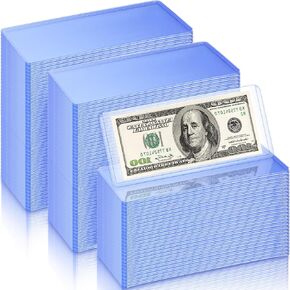 300 Pcs Dollar Bill Holders PVC Currency Holder Transparent Bill Sleeves Protector Case Supplies, 6.9 x 2.95 Inch