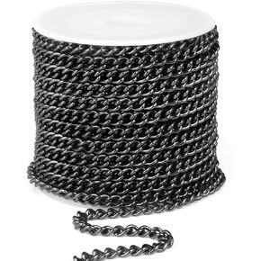 [66 Feet/ 20M] Stainless Steel Curb Chain, 2mm 304 Stainless Steel Chains Flat Twisted Links Curb Chain Bulk for Jewelry Making DIY Craft