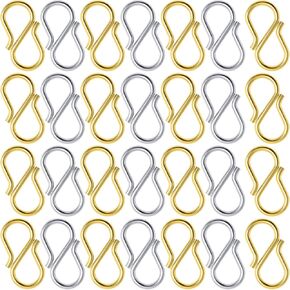 100 PCS Necklace Shortener, PAGOW S-Hook Necklace Clasp, DIY Jewelry Repair Kit for Necklace Bracelet Jewelry Making