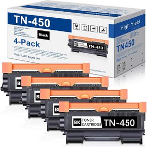 TN450 High Yield Toner Cartridge Replacement for Brother TN-420 TN-450 Black Toner HL-2270DW HL-2280DW MFC-7360N MFC-7860DW DCP-7065DN Intellifax 2840 2940 Printer (4-Black)