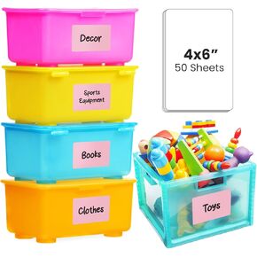 MESS Large Bin Labels for Storage Bins (50 6x4) Storage Bin Labels - Pantry Labels - Labels for Organizing - Removable Labels for Storage Bins Craft Organization - Moving Labels for Boxes