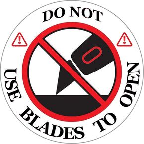 Remarkable DO NOT USE Blades to Open Warning LabelsStickers, 3 Round RedWhiteBlack Warning Sticker, for Shipping, Handling, Packing, and Moving(300 Labels)