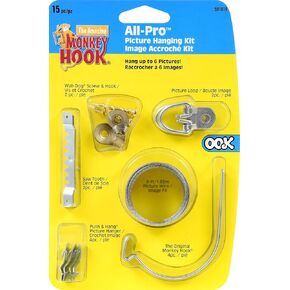 Hillman 591819 OOK Monkey Hook Hanging Kit Picture and Mirror Hanger, Silver and Gold