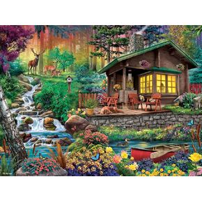 White Mountain - Cabin in The Woods, 500 Piece Jigsaw Puzzle, Spring Cabin Puzzle