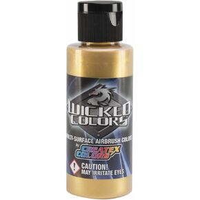 Createx Wicked Colors W350 Gold 2oz. water-based universal airbrush paint. by SprayGunner