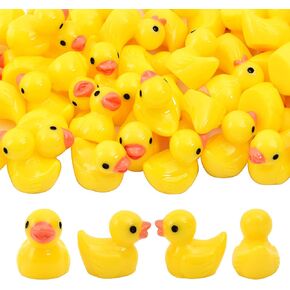 HUIANER Mini Resin Duck 100PCS Tiny Ducks Miniature Duck Figures for Slime Dollhouse Garden Landscape Garden Aquarium Decoration