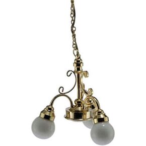Cir-Kit Concepts Dollhouse Miniature 12v 3-Arm Frosted Globe Chandelier #CK3014