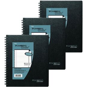 3 Pack of Cambridge Business Notebook with Pocket, Hardbound, 8.5 x 11 Inches, Black (06100)