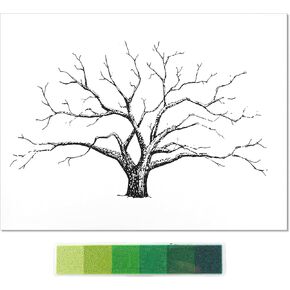 Marsrut Large Wedding Fingerprint Thumbprint Tree Family Guest Book, 12x16 Inch Canvas Painting Home Decoration Creative Signature Sign-in Balloons Decor for Party with Ink Pads, Green