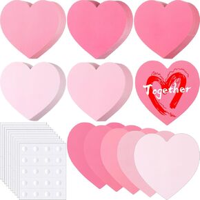 Tatuo 300 Pcs Valentine 4 x 4 '' Heart Cutouts Paper with Glue Point Dots Large Paper Heart Cut Outs for Valentine Decorations Crafts(Red Series,Cardboard)