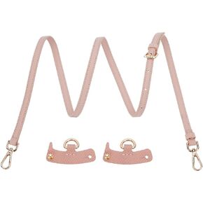 PH PandaHall Leather Shoulder Straps with D rings, 42.7~47.4 Inch Pink Crossbody Strap Adjustable Replacement Handles Purse Handbag Straps with Golden Buckles for DIY Crochet Bags Shoulder Bags Purse