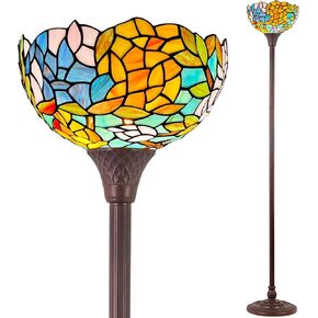 Capulina Tiffany Torchiere Floor Lamp 70 Inches Tall Industrial Pole Wisteria Style Stained Glass Standing Light for Home Office Living Room Bedroom
