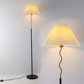 LED Floor Lamp with Fabric Lamp Shade for Bedroom and Living Room, Modern Standing Lamp Tall Pole Lamp for Office,Indoor Task Lighting(Black)