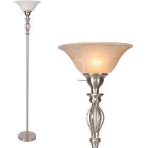 Torchiere Floor Lamps for Living Room, Standing Lamp with White Alabaster Glass Shade-Corner Floor Lamp-Pole Lamp - Elegant Floor Lamp for Bedrooms