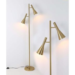 Modern Floor Lamp with 2 Adjustable Head Tall Pole Lamp Stand Up Lamp for Living Room, Bedroom, Office Tree Floor Lamps, Rotating Swivel Corner reading lamps,Gold Floor Lamp(Bulbs Not Included)