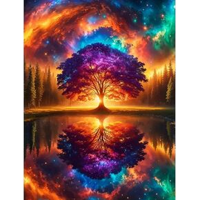 MOMDEDP 5D Tree of Life Diamond Painting Kits for Adults Beginners,DIY Round Drill Diamond Art Kits Full Colorful Tree Paint by Diamonds Dot Gem Art Crystal Easy,Home Wall Decor 16 X 12 Inch
