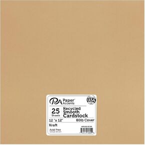 Cdstk Recycled 12x12 80lb 25pc Pk Kraft