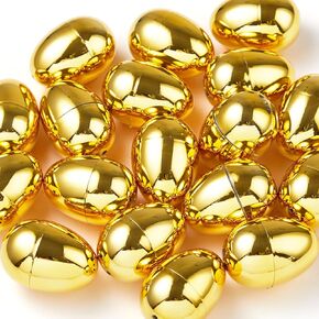 JOYIN 12Pcs Gold Easter Eggs, 2.3" Metallic Plastic Empty Eggs Fillable for Easter Hunt Supplies, Basket Stuffers, Toys Filling Treats, Party Favor