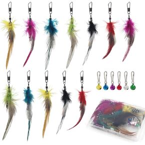 SONGWAY Cat Feather Toy Refills - 12 Pieces Insect Cat Toys with Feather, cat Wand Replacement, Interactive Toys for Indoor Cats