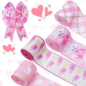 4 Rolls 20 Yards Baby Pink Ribbon Baby Shower Ribbon It's a Girl Foot Print Ribbon Gender Reveal Ribbon Welcome Baby Shower Party Decor (Pink)