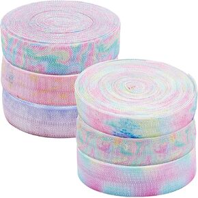 GORGECRAFT 24 Yards 6 Styles Rainbow Fold Over Elastic Ribbon 5/8''Spandex Fabric Band Pastel Stretch Foldover FOE Headband Trim Stretchy Waistband Ribbon Cord for Sewing Hair Ties DIY Sewing Crafts