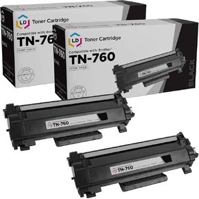 LD Products Compatible Toner Cartridge Replacement for Brother TN760 TN-760 TN 760 TN730 TN-730 High Yield to use in DCP-L2550DW, HL-L2390DW, HL-L2395DW, MFC-L2717DW, MFC-L2730DW (Black, 2 Pack)
