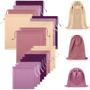 Hillban 20 Pcs Adult Toy Bags Drawstring Microfiber Pouch Adult Game Toy Gift Bags Cosmetic Storage Organizer Multi Purpose Foldable Ditty Pouch for Women Men, 3 Sizes(Morandi Color)