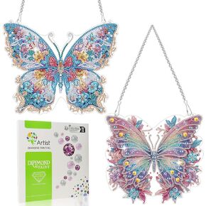 Scettar DIY Hanging Diamond Craft Pendant Painting Kit, Cat Diamond Art Cloisonne Kit, Special Shaped Diamond Acrylic Ornament Window Suncatcher, 9.84x9.44inch, 2 Pieces in Kuwait