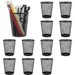 YY YEARCHY Pen Pencil Holder for Desk Mesh Pen Organizer Cup Holders for Home Office Makeup Brush (Black, Medium12 Pack)