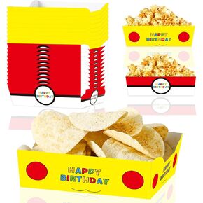 Cartoon Theme Paper Food Trays 24pcs Pocket Monster Birthday Party Supplies Disposable Paper Snack bowl for Video Game Anime Themed Party Decorations